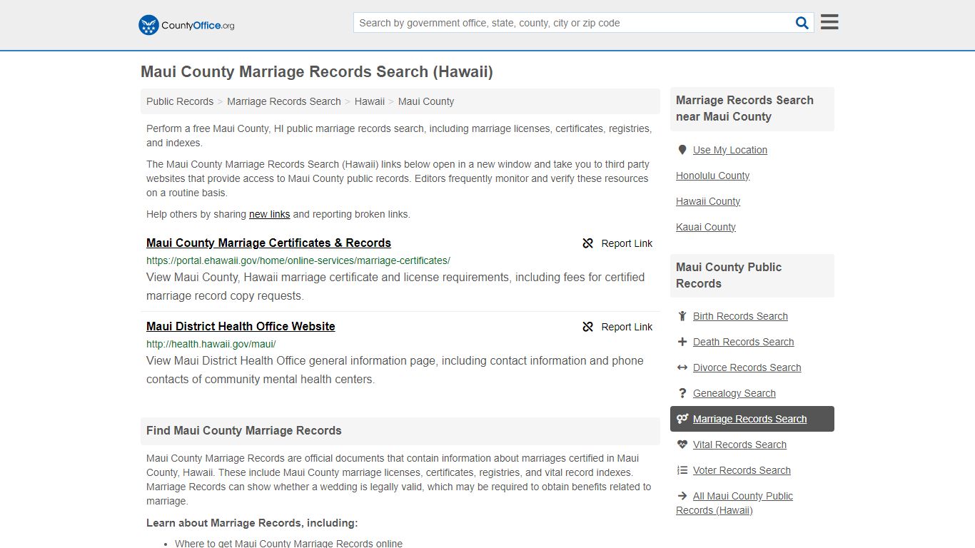 Maui County Marriage Records Search (Hawaii) - County Office